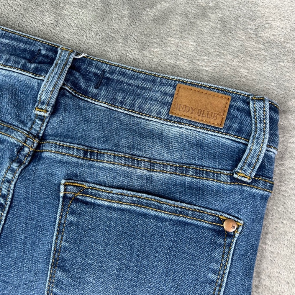 Judy Blue Relaxed Fit Jeans Womens 29 Blue Solid Stretch Denim Whiskered Preppy - Picture 14 of 14